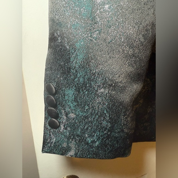 Egara Men’s Galaxy Dinner Jacket Blazer Sz 38R Slim Fit Teal Black Silver NWT - Picture 6 of 12